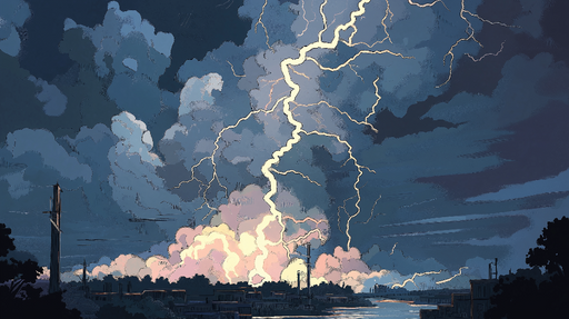 Papier peint orageux Éclairs dramatiques illuminant un ciel nuageux