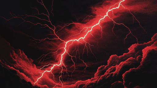 Papier peint orageux Éclairs rouges sur un ciel sombre