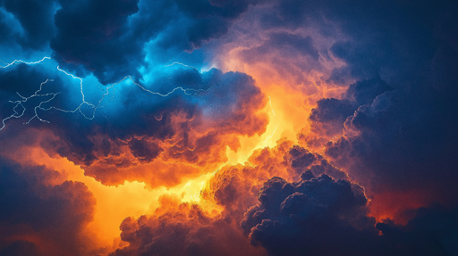 Papier peint orageux Nuages dramatiques et éclairs éclatants