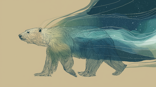 Papier peint ours artistique Un ours stylisé et onirique avec des vagues de couleur