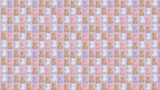 Papier peint ours en peluche Motif ludique avec des ours colorés sur un fond rose
