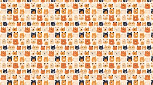 Papier peint ours mignon Motifs de visages d'ours colorés et amusants