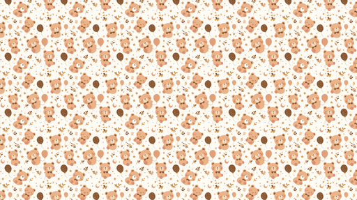 Papier peint ours mignons Adorable motif de petits ours avec des ballons et des étoiles