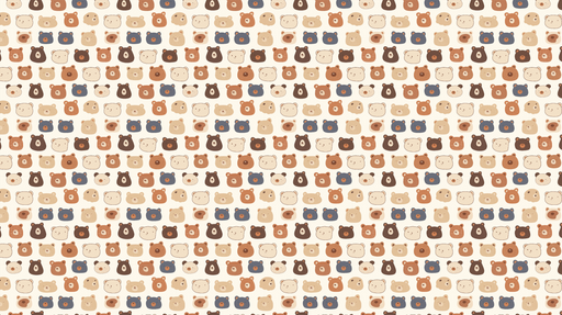 Papier peint ours mignons Un motif chaleureux de visages d'ours colorés