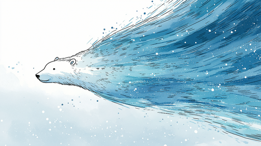 Papier peint ours polaire Illustration d'un ours polaire entouré d'eau bleue dynamique