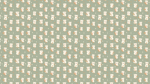 Papier peint ourson Adorables oursons jouant avec des fleurs sur fond vert