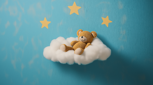 Papier peint ourson Nuage et étoiles pour une chambre d'enfant