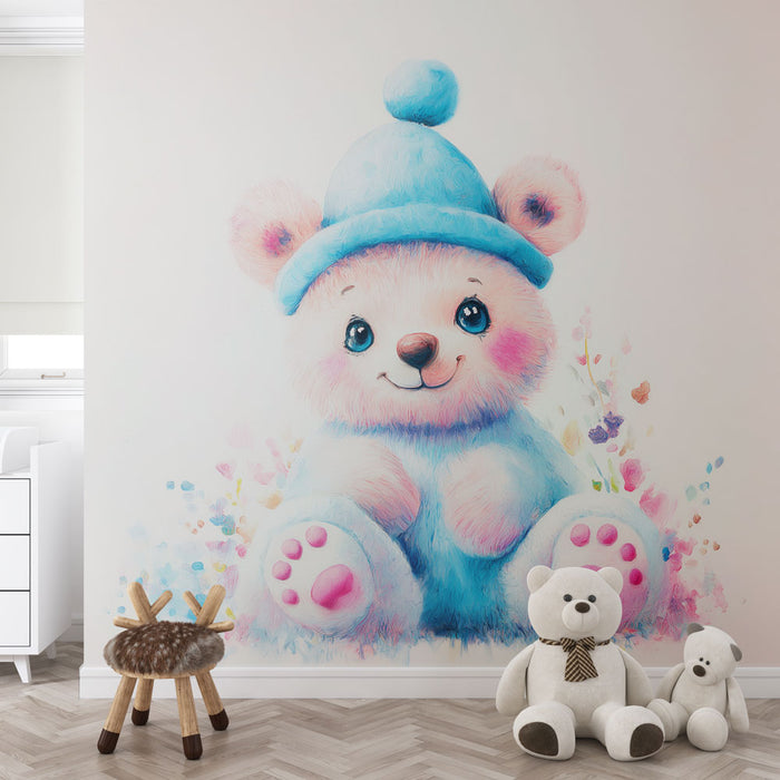 Papier peint ourson | Un adorable ourson pastel