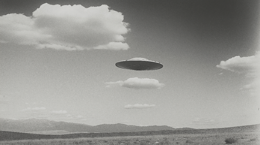 Papier peint OVNI Soucoupe volante sur fond de ciel paisible