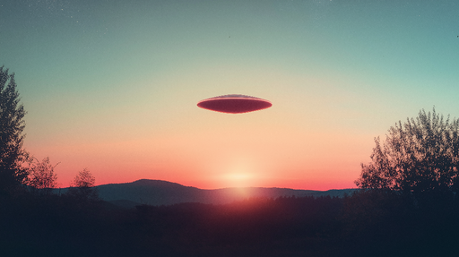 Papier peint OVNI Soucoupes volantes au crépuscule