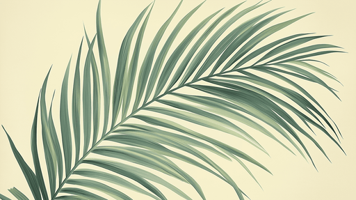 Papier peint palme Feuille de palmier aux teintes douces sur fond pastel