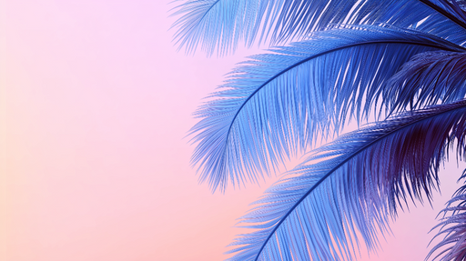 Papier peint palmier bleu Feuilles de palmier stylisées sur fond pastel