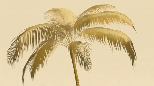 Papier peint palmier Élégant palmier doré sur fond crème