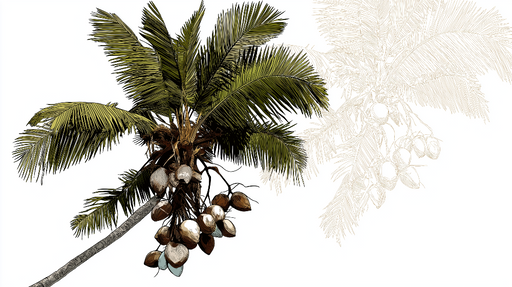 Papier peint palmier Élégante illustration d'un palmier avec noix de coco