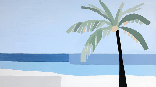 Papier peint palmier et mer Pastel doux