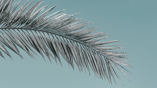 Papier peint palmier Feuilles de palmier stylisées sur fond bleu clair