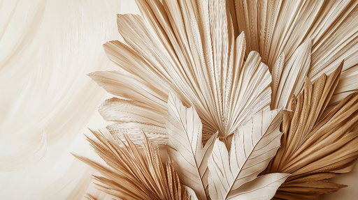 Papier peint palmier Feuilles texturées dans des tonalités beiges