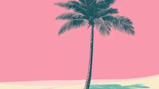 Papier peint palmier Palmier majestueux sur fond rose