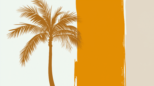 Papier peint palmier Silhouette de palmier avec des tons orange et beige