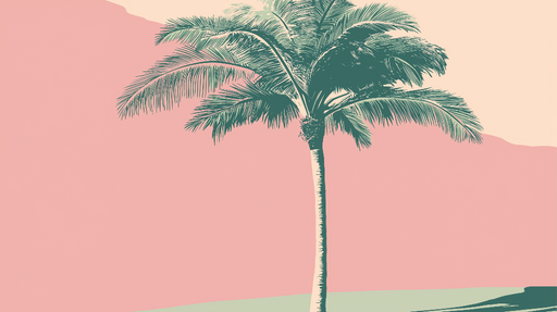 Papier peint palmier vintage Palmier élancé sur fond pastel