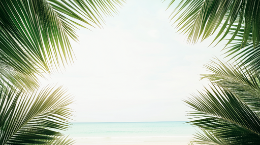 Papier peint palmier Vue sur mer apaisante