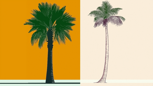 Papier peint palmiers Design contemporain avec des palmiers stylisés sur des fonds colorés