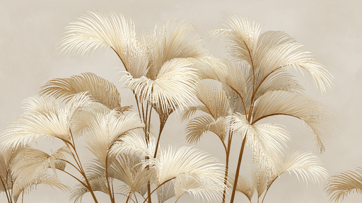 Papier peint palmiers dorés Élevez votre espace avec des palmiers élégants en tons neutres