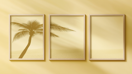 Papier peint palmiers doux Silhouettes de palmiers sur fond jaune apaisant