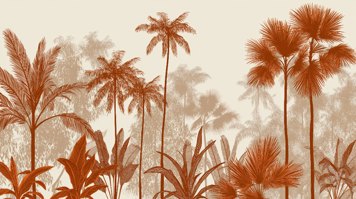 Papier peint palmiers Éblouissant paysage tropical aux teintes ocres