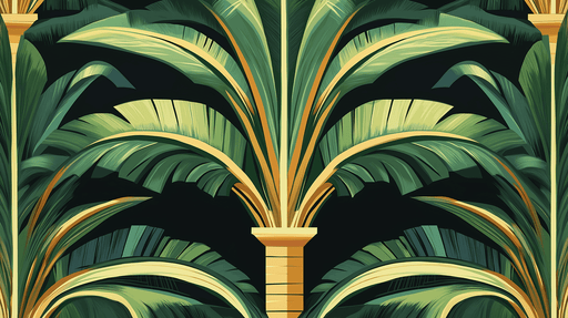 Papier peint palmiers Élégants motifs de palmiers verdoyants sur fond sombre