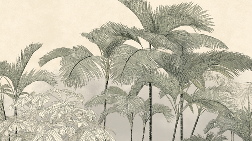 Papier peint palmiers Éléments botaniques délicats sur fond neutre