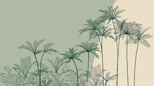 Papier peint palmiers Éléments graphiques de palmiers sur un fond doux