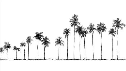 Papier peint palmiers en noir et blanc Silhouettes élégantes de palmiers sur fond minimaliste