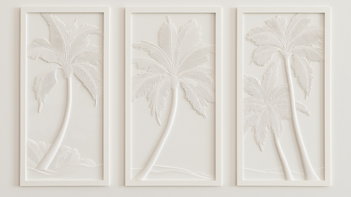 Papier peint palmiers en relief Élégance minimaliste avec des motifs de palmiers stylisés