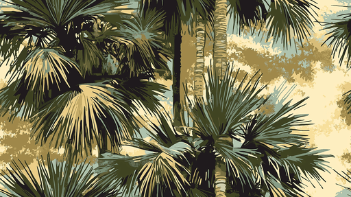 Papier peint palmiers Feuillage luxuriant aux teintes naturelles