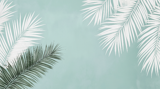 Papier peint palmiers Feuilles d'arbres exotiques sur fond turquoise