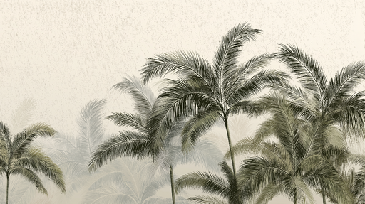 Papier peint palmiers Feuilles de palmiers délicates sur fond neutre