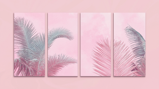 Papier peint palmiers Feuilles de palmiers roses sur fond pastel