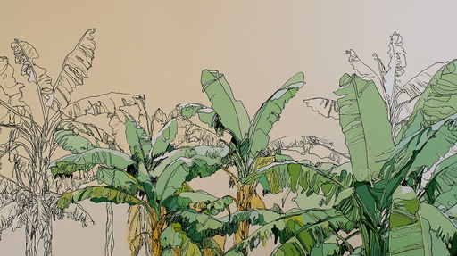 Papier peint palmiers Illustration graphique de palmiers luxuriants sur fond doux