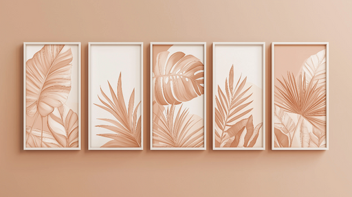 Papier peint palmiers Illustrations délicates de feuillages dans des teintes douces