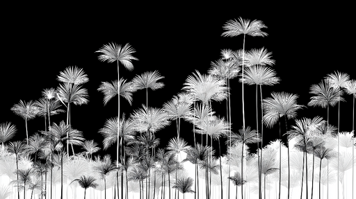 Papier peint palmiers monochromes Motif élégant de palmiers en noir et blanc