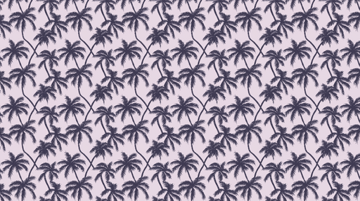 Papier peint palmiers Motif de palmiers dans des tons violets sur fond rose clair