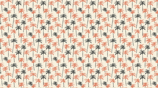 Papier peint palmiers Motif de palmiers noirs et corail sur fond clair