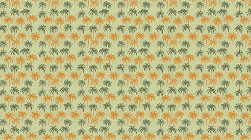 Papier peint palmiers Motif de palmiers orange et verts sur fond clair