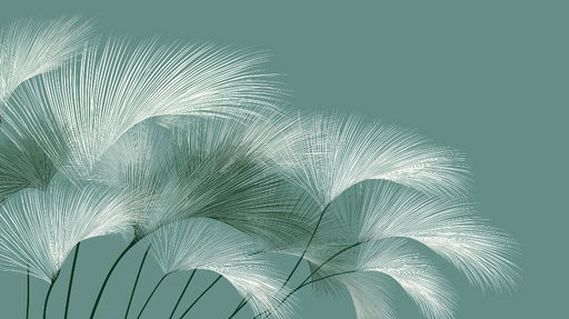 Papier peint palmiers Motif délicat de palmiers blancs sur fond vert