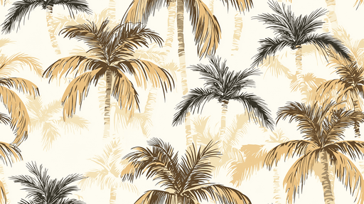 Papier peint palmiers Motif élégant de palmiers dans des tons doux de beige et noir