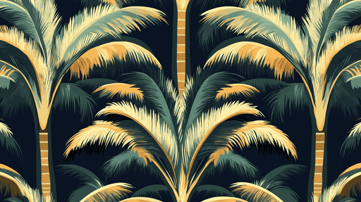 Papier peint palmiers Motif luxuriant de palmiers sur fond sombre