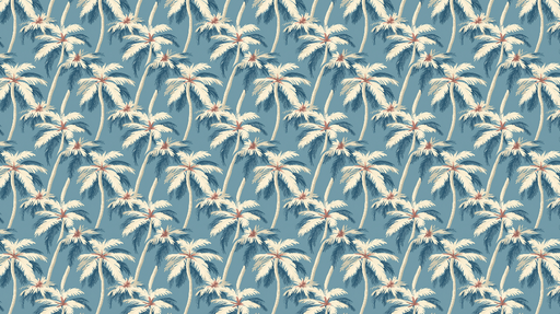 Papier peint palmiers Motif tropical apaisant avec des palmiers stylisés sur fond bleu