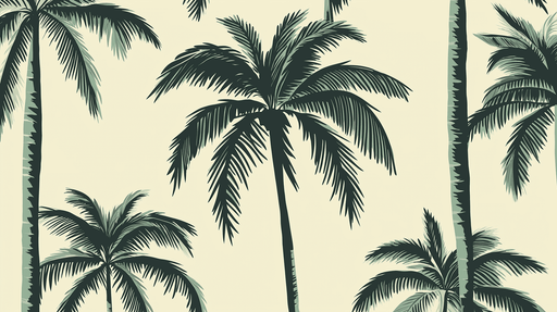 Papier peint palmiers Motif tropical de palmiers verts sur fond crème