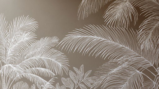 Papier peint palmiers Motifs de palmiers blancs sur fond marron élégant